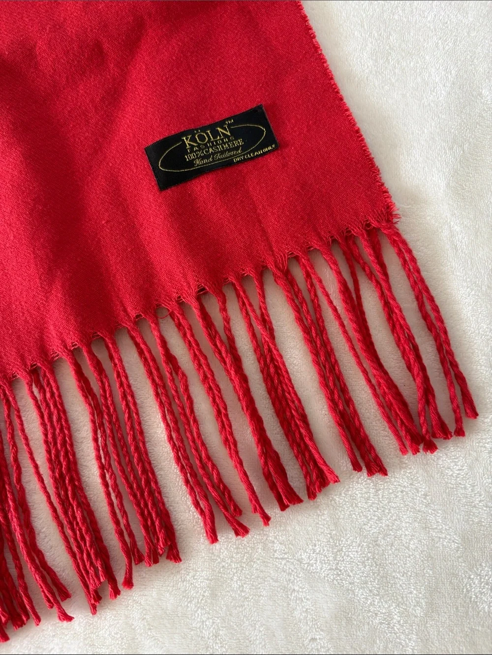 Koln 100% Cashmere Red scarf 80” L x 12.5”W